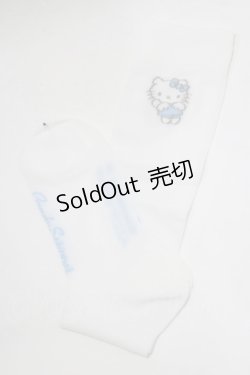 画像1: Candy Stripper / ANGEL【 HELLO KITTY 】SHEER HIGH SOCKS  ホワイト×ブルー H-25-12-22-065-PU-ZA-KB-ZH