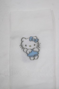 画像3: Candy Stripper / ANGEL【 HELLO KITTY 】SHEER HIGH SOCKS  ホワイト×ブルー H-25-12-22-065-PU-ZA-KB-ZH