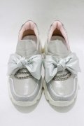YOSUKE / 厚底スニーカー L(約24〜24.5cm) リボン/シルバー H-25-12-22-077-PU-SH-KB-ZH