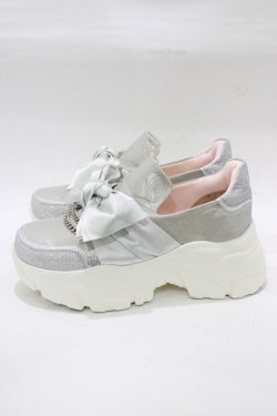 画像2: YOSUKE / 厚底スニーカー L(約24〜24.5cm) リボン/シルバー H-25-12-22-077-PU-SH-KB-ZH