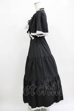 画像2: MR corset / ティアードロングワンピース  ブラック×ホワイト H-25-12-22-007-PU-OP-KB-ZH