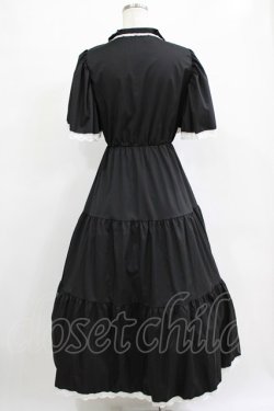 画像3: MR corset / ティアードロングワンピース  ブラック×ホワイト H-25-12-22-007-PU-OP-KB-ZH