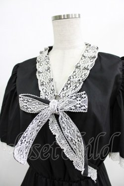 画像4: MR corset / ティアードロングワンピース  ブラック×ホワイト H-25-12-22-007-PU-OP-KB-ZH