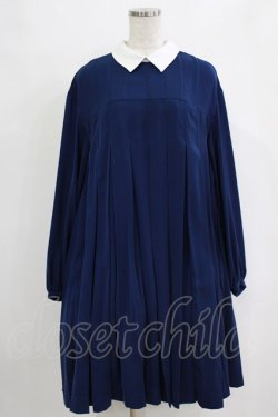 画像1: Candy Stripper / PLEATS ONE-PIECE  ネイビー H-25-12-22-011-PU-OP-KB-ZH