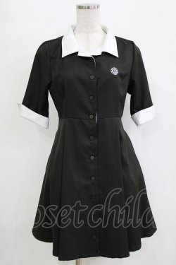 画像1: HELL CAT PUNKS / シャツワンピース  黒×白 H-25-12-22-015-PU-OP-KB-ZH