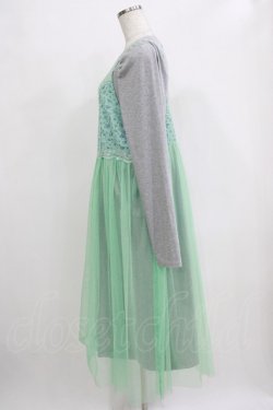 画像2: Candy Stripper / LINGERIE LAYERED DRESS  グレー×ミント H-25-12-22-021-PU-OP-KB-ZH