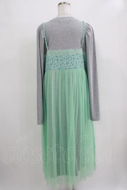 画像3: Candy Stripper / LINGERIE LAYERED DRESS  グレー×ミント H-25-12-22-021-PU-OP-KB-ZH