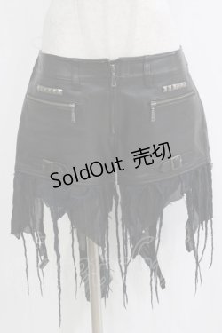 画像1: alice auaa / 断ち切りガーゼレザーショートパンツ 3（約9号） ブラック H-25-12-22-022-AA-PA-KB-ZH