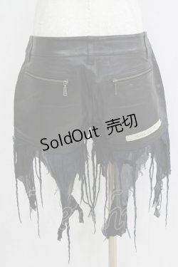 画像3: alice auaa / 断ち切りガーゼレザーショートパンツ 3（約9号） ブラック H-25-12-22-022-AA-PA-KB-ZH