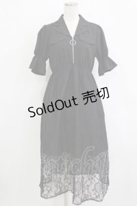 Jamie エーエヌケー / レースドッキングワンピース M ブラック H-25-12-23-1025-LO-OP-NS-ZH