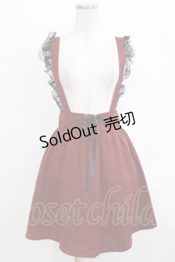 画像1: Ank Rouge / スピンドルサスペンダースカート M ワイン H-25-12-23-1028-CA-SK-NS-ZH
