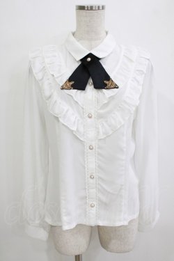 画像1: axes femme POETIQUE / リボンタイ付フリルブラウス M オフ H-25-12-23-1043-AX-BL-NS-ZH