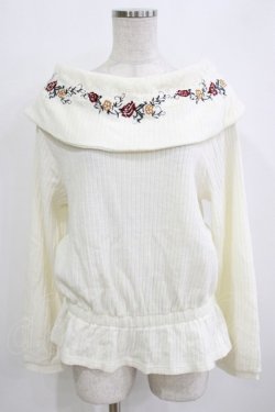 画像1: axes femme / 襟刺繍オフショルプルオーバー M オフ H-25-12-23-1058-AX-TO-NS-ZH