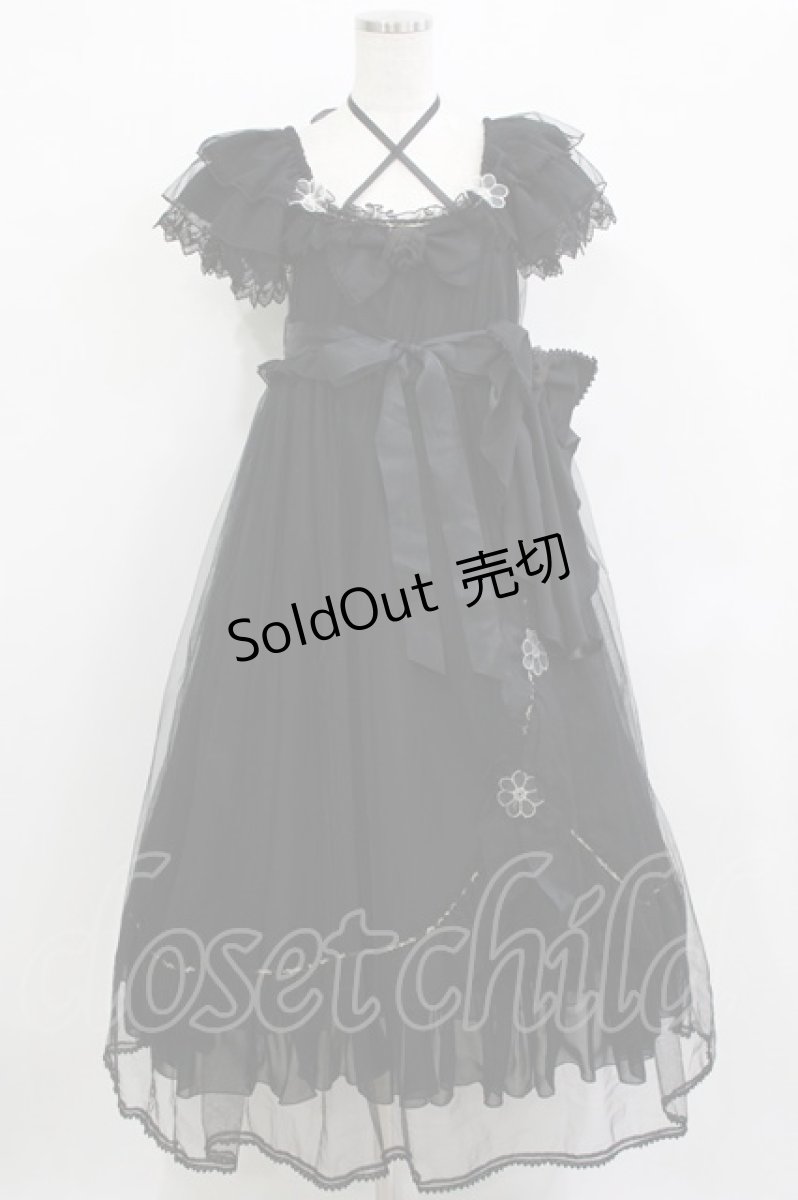 画像1: BABY,THE STARS SHINE BRIGHT / La fleurieシフォンワンピース Free ブラック H-25-12-23-1015-BA-OP-NS-ZH (1)