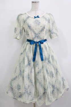 画像1: Innocent World / フラワーチュールワンピース M 生成り/ブルー H-25-12-23-1017-IW-OP-NS-ZH