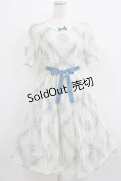 画像1: Innocent World / フラワーチュールワンピース M 生成り/ブルー H-25-12-23-1017-IW-OP-NS-ZH