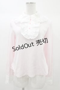 Angelic Pretty / 襟ロゴ刺繍ジャボ付カットソー Free ピンク H-25-12-24-044-AP-TO-NS-ZH