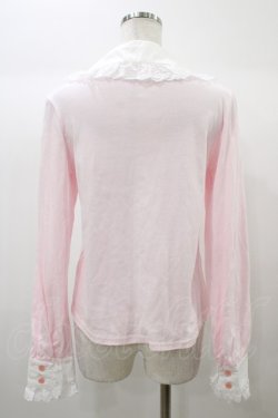 画像2: Angelic Pretty / 襟ロゴ刺繍ジャボ付カットソー Free ピンク H-25-12-24-044-AP-TO-NS-ZH