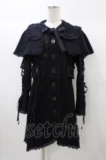 画像1: metamorphose / 刺繍入りケープ付スプリングコート Free ブラック H-25-12-24-049-ME-CO-NS-ZH (1)