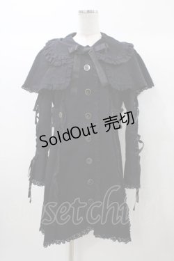 画像1: metamorphose / 刺繍入りケープ付スプリングコート Free ブラック H-25-12-24-049-ME-CO-NS-ZH