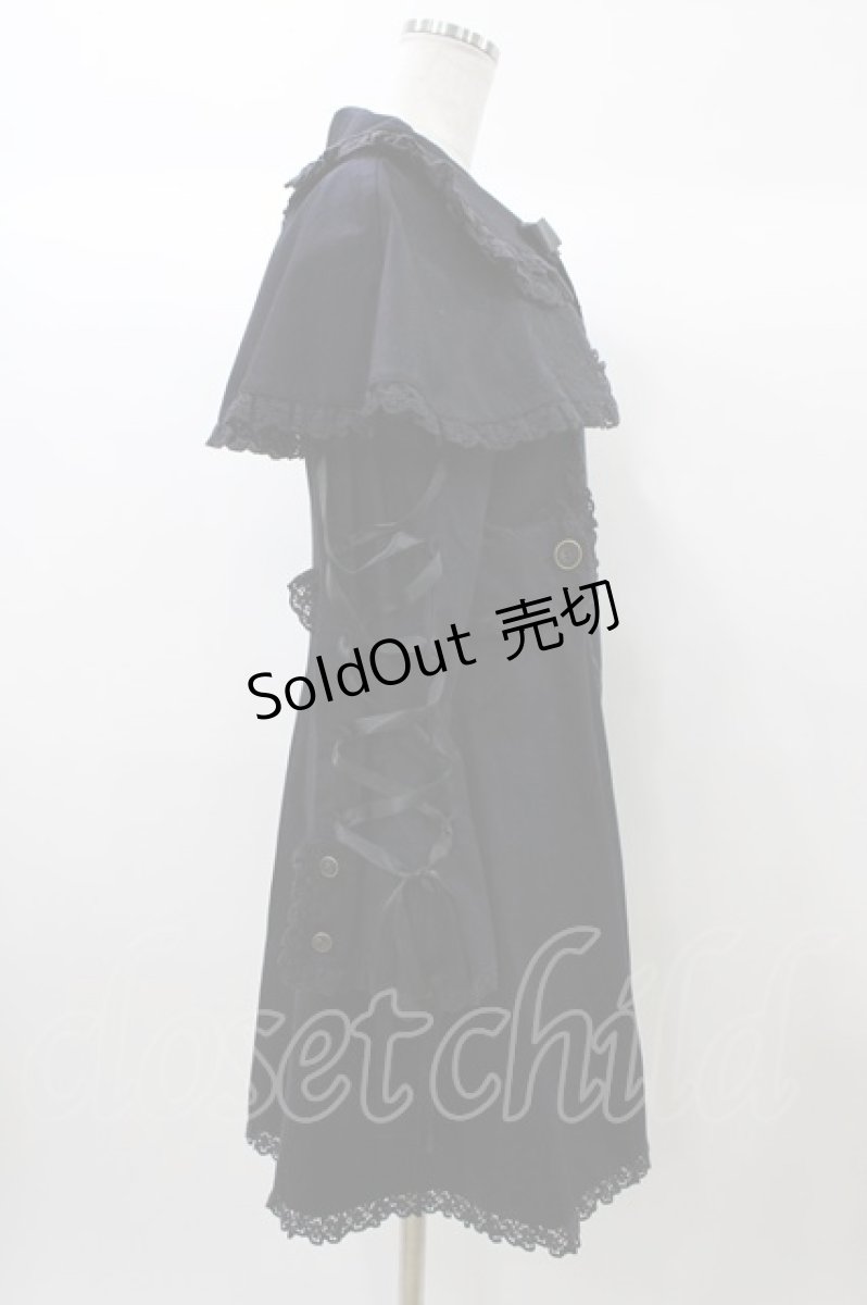 画像3: metamorphose / 刺繍入りケープ付スプリングコート Free ブラック H-25-12-24-049-ME-CO-NS-ZH (3)