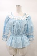 Angelic Pretty / Resortブラウス（ギンガム） Free サックス H-25-12-24-052-AP-BL-NS-ZH