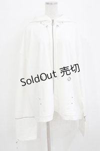 Ozz conte / 刺繍ZIPパーカー  白 H-25-12-24-1020-OO-TO-KB-ZH