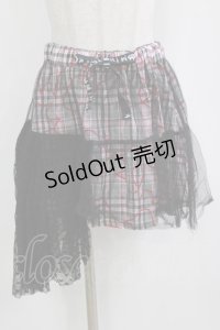 MINT NeKO / バブルネコチェックチュールレイヤードスカート  ピンク×ブラック H-25-12-24-1023-HN-SK-KB-ZH