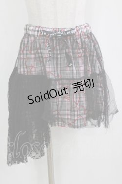 画像1: MINT NeKO / バブルネコチェックチュールレイヤードスカート  ピンク×ブラック H-25-12-24-1023-HN-SK-KB-ZH