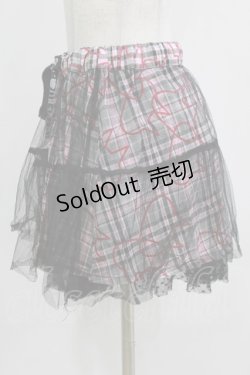 画像2: MINT NeKO / バブルネコチェックチュールレイヤードスカート  ピンク×ブラック H-25-12-24-1023-HN-SK-KB-ZH