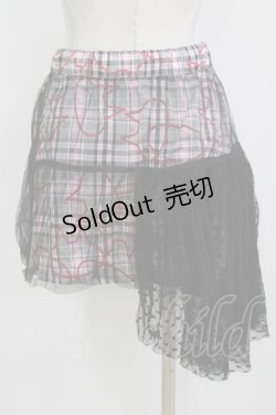 画像3: MINT NeKO / バブルネコチェックチュールレイヤードスカート  ピンク×ブラック H-25-12-24-1023-HN-SK-KB-ZH