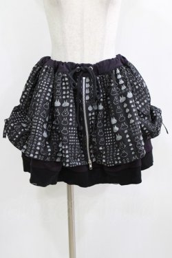 画像1: MINT NeKO / ZIPギャザースカート  黒×紫 H-25-12-24-1024-HN-SK-KB-ZH