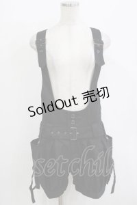 BPN / フラップベルト付きサロペットパンツ M 黒 H-25-12-24-1028-GO-OP-KB-ZH