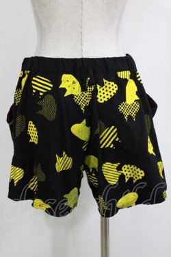 画像3: MINT NeKO / 総柄ショートパンツ  ブラック×イエロー H-25-12-24-1029-HN-PA-KB-ZH