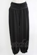 NieR Clothing / プリント切替ギャザーパンツ  黒 H-25-12-24-1034-PU-PA-KB-ZH