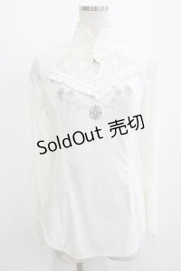 Ozz oneste / レース切替チャイナトップス  ホワイト H-25-12-24-1035-OO-TO-KB-ZH