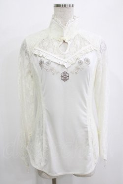 画像1: Ozz oneste / レース切替チャイナトップス  ホワイト H-25-12-24-1035-OO-TO-KB-ZH