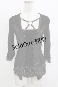 Ozz Croce / ハーネス風編上トップス  ブラック H-25-12-24-1036-OO-TO-KB-ZH