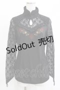 Ozz oneste / レース切替チャイナトップス  ブラック H-25-12-24-1038-OO-TO-KB-ZH