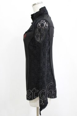 画像2: Ozz oneste / レース切替チャイナトップス  ブラック H-25-12-24-1038-OO-TO-KB-ZH