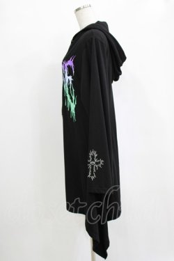 画像2: LISTEN FLAVOR / メタルロゴヘムラインパーカーワンピース  ブラック H-25-12-24-1043-PU-OP-KB-ZH