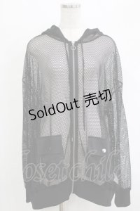 LISTEN FLAVOR / メッシュシースルージップパーカー  ブラック H-25-12-24-1044-PU-TO-KB-ZH