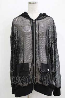 画像1: LISTEN FLAVOR / メッシュシースルージップパーカー  ブラック H-25-12-24-1044-PU-TO-KB-ZH