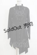 Ozz Croce / 刺繍イレギュラーロングシャツ  ブラック H-25-12-24-1047-OO-BL-KB-ZH