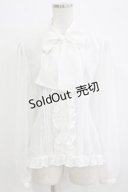 画像1: PUTUMAYO / ジョーゼットボウカラーブラウス  白 H-25-12-24-1049-PT-BL-KB-ZH