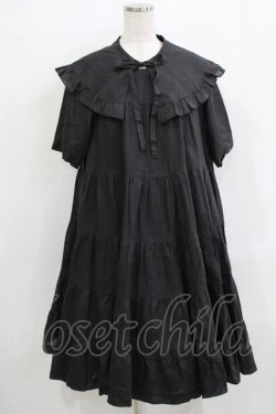 画像1: Jane Marple / フリルカラーティアードワンピース  グレー H-25-12-24-1004-JM-OP-KB-ZH