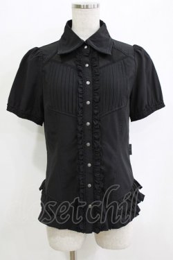 画像1: Ozz oneste / 薔薇刺繍タックフリルブラウス  ブラック H-25-12-24-1054-OO-BL-KB-ZH