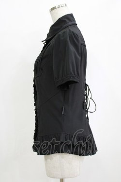 画像2: Ozz oneste / 薔薇刺繍タックフリルブラウス  ブラック H-25-12-24-1054-OO-BL-KB-ZH