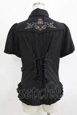 画像3: Ozz oneste / 薔薇刺繍タックフリルブラウス  ブラック H-25-12-24-1054-OO-BL-KB-ZH