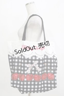 画像1: Shirley Temple / チェリーギンガム柄エコバッグ L ブラック H-25-12-24-1066-ET-BG-KB-ZH